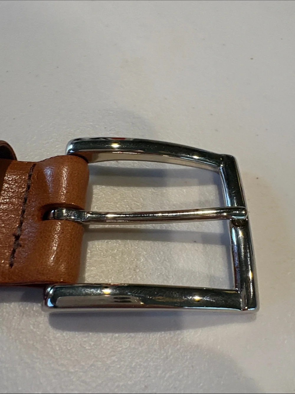 Torino Leather Company Italian Glazed Milled Calfskin Belt. Size 42. Light brown